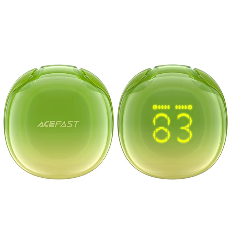 ACEFAST T9 AT9 Crystal Color (Air) Wireless Bluetooth-compatible Earbuds Noise Canceling Earphone with Digital Display Charging Case - Green