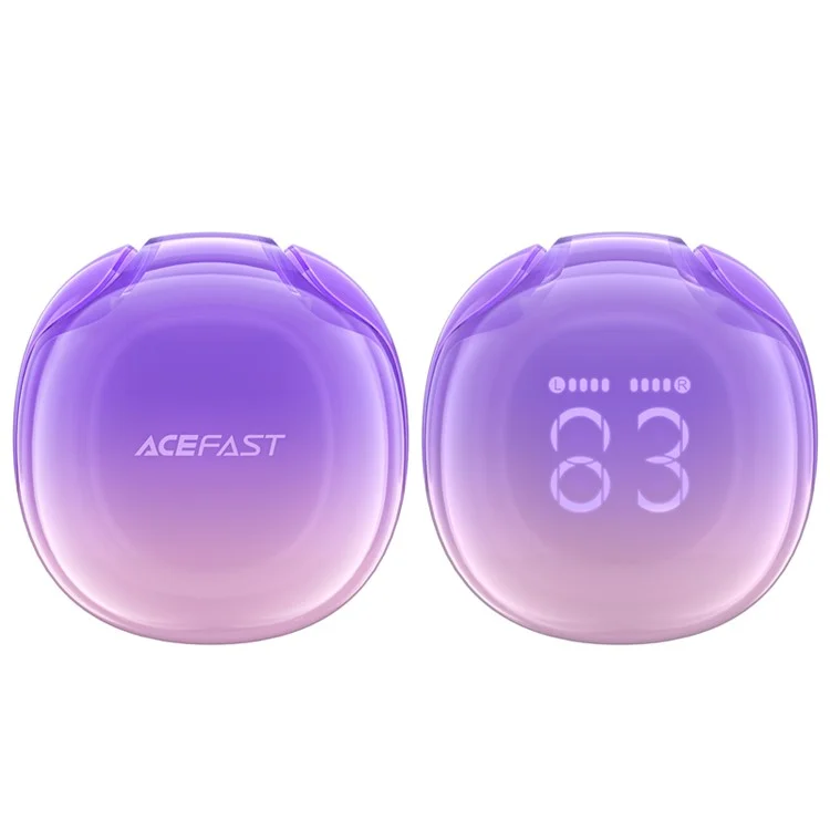 Беспроводные наушники-вкладыши Acefast T9 AT9 Crystal Color (Air) с шумоподавлением, цифровым дисплеем и зарядным чехлом - фиолетовые