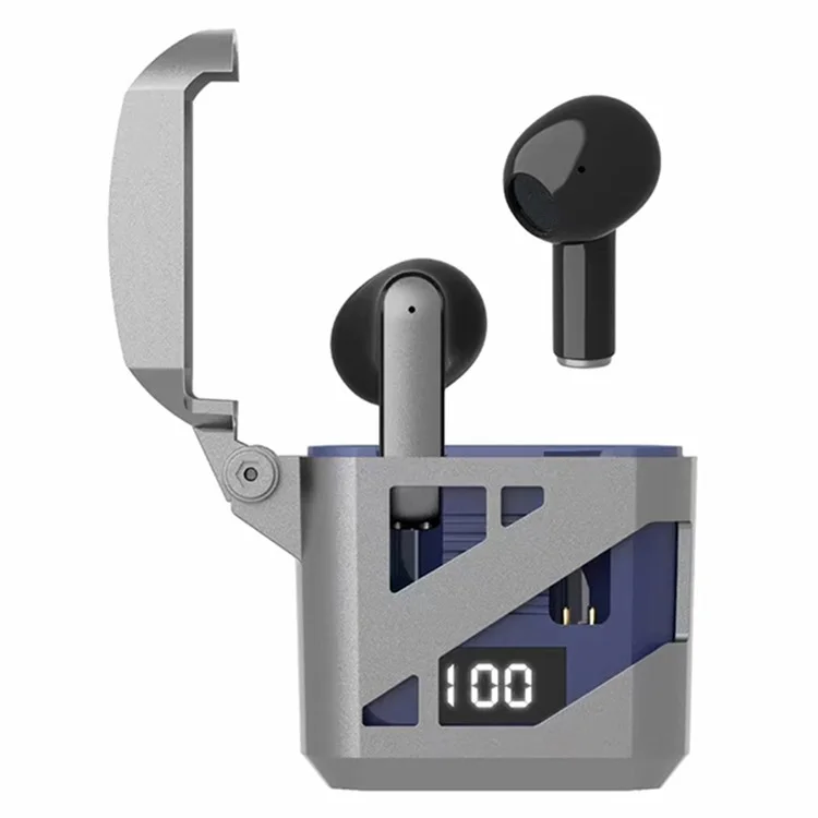 Casque Bluetooth Intra-auriculaire GT02 Cool Mecha Style Réduction de Bruit ENC Écouteurs TWS Casque sans Fil Portable - Bleu