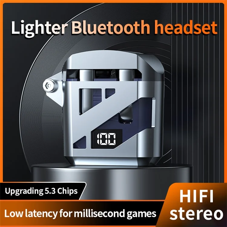 Casque Bluetooth Intra-auriculaire GT02 Cool Mecha Style Réduction de Bruit ENC Écouteurs TWS Casque sans Fil Portable - Bleu