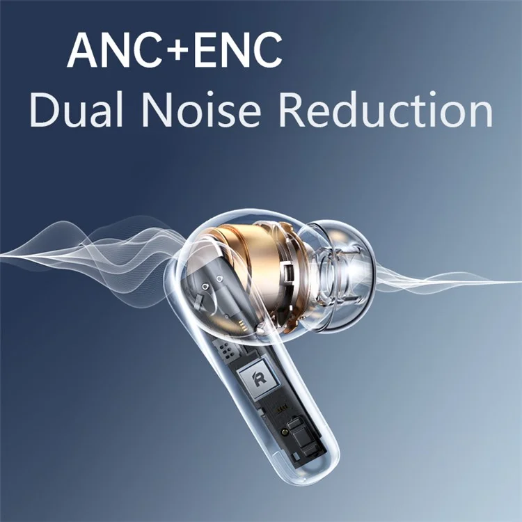 REMAX W21N ANC+ENC Dual Noise Canceling Bluetooth Наушники с низкой задержкой, с сенсорным управлением - Черный