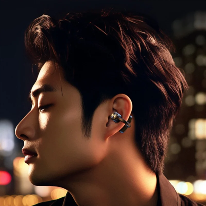 REMAX P2 Clip-on Earphones Bone Conduction Bluetooth-compatible 5.3 Wireless Headphones - White