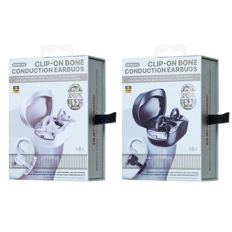 REMAX P2 Clip-on Earphones Bone Conduction Bluetooth-compatible 5.3 Wireless Headphones - White