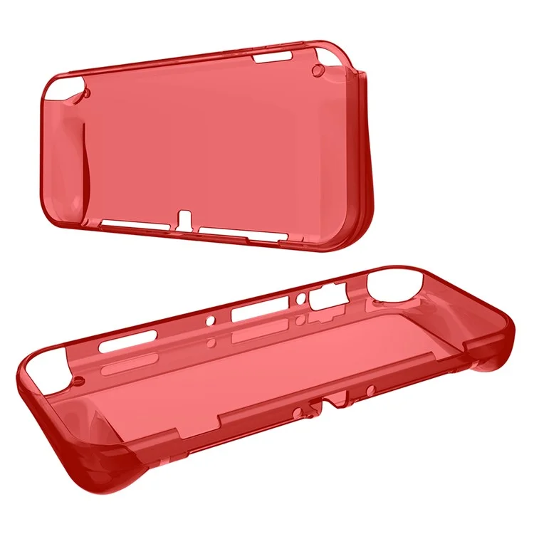 For Nintendo Switch OLED TPU Clear Protective Case Game Console Anti-drop Shell - Transparent Red