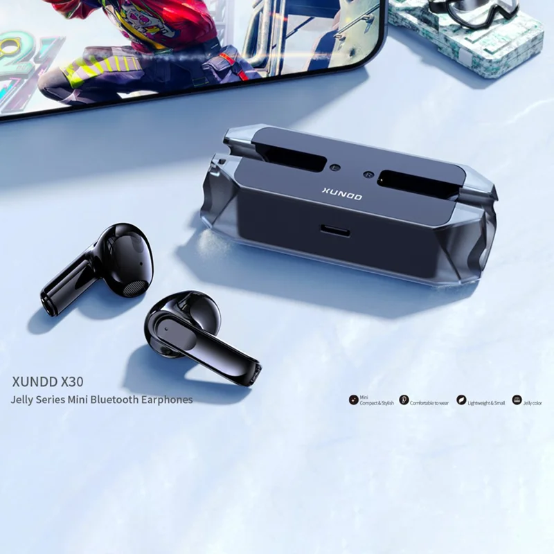 XUNDD X30 MINI Wireless Bluetooth-compatible HiFi Sound Earphone Stereo Music Running Sports Headset - Black