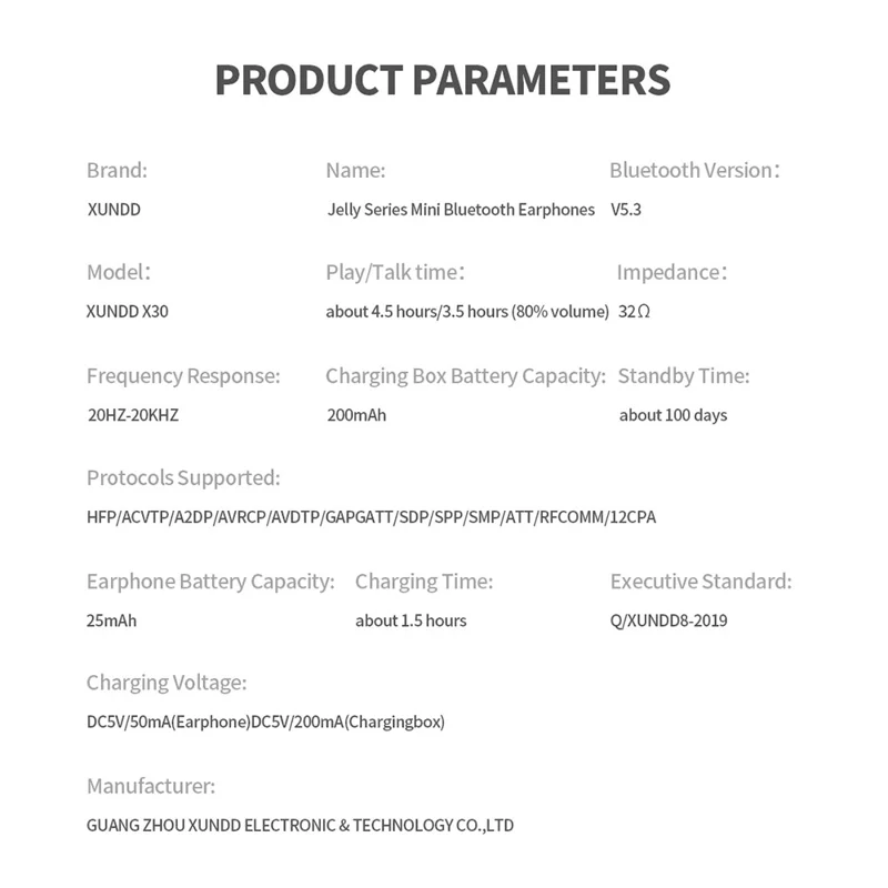 XUNDD X30 MINI Wireless Bluetooth-compatible HiFi Sound Earphone Stereo Music Running Sports Headset - Black