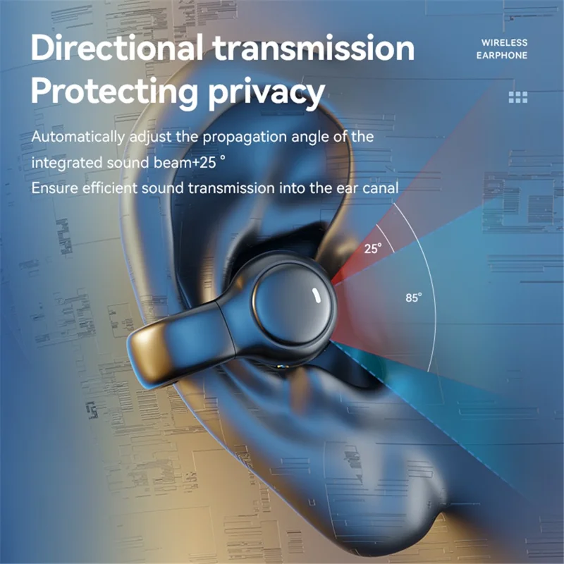 M47 Earclip Bone Conduction Wireless Headphone with Mic Bluetooth-compatible 5.3 Gaming Headset Noise Reduction Sport Earphone - White