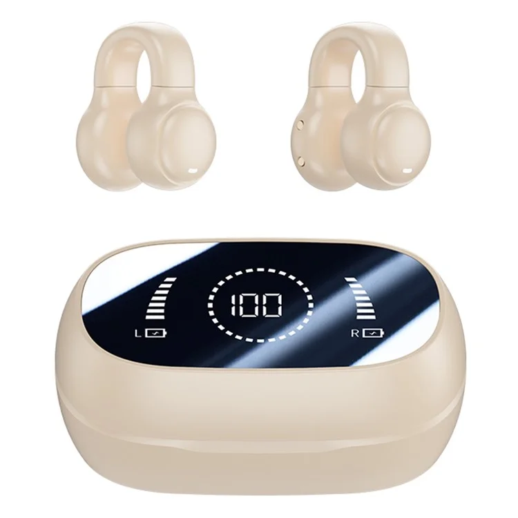 Auriculares inalámbricos con micrófono y reducción de ruido M47 Earclip Bone Conduction Bluetooth 5.3 para juegos, aurículos deportivos - Nude