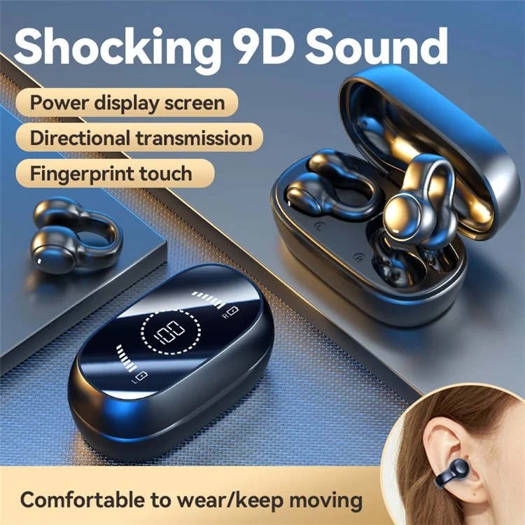 Auriculares inalámbricos con micrófono y reducción de ruido M47 Earclip Bone Conduction Bluetooth 5.3 para juegos, aurículos deportivos - Nude