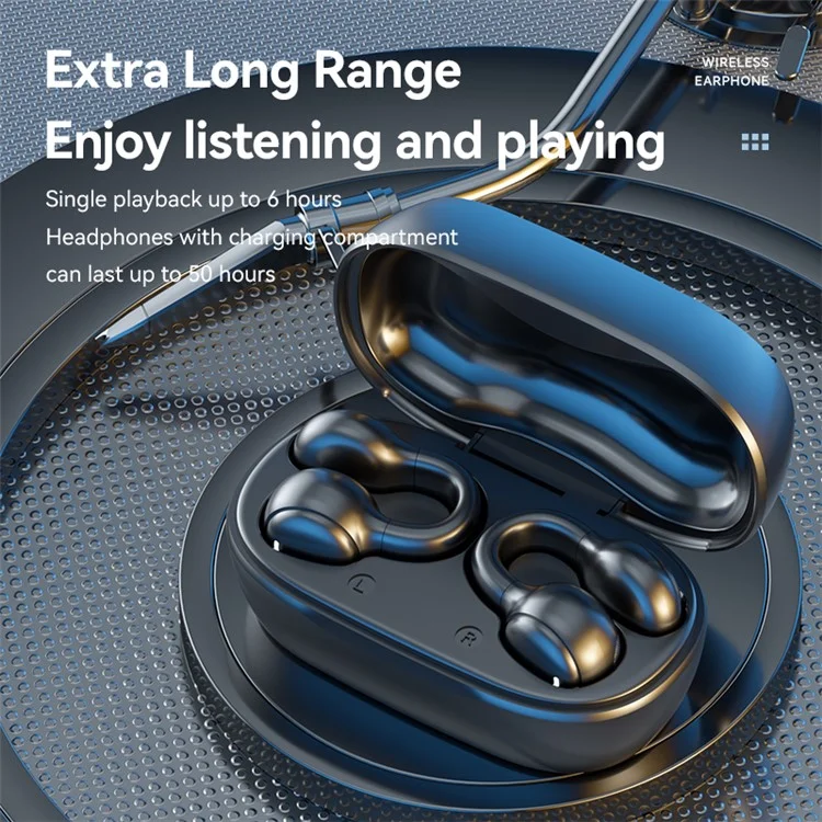 Auriculares inalámbricos con micrófono y reducción de ruido M47 Earclip Bone Conduction Bluetooth 5.3 para juegos, aurículos deportivos - Nude