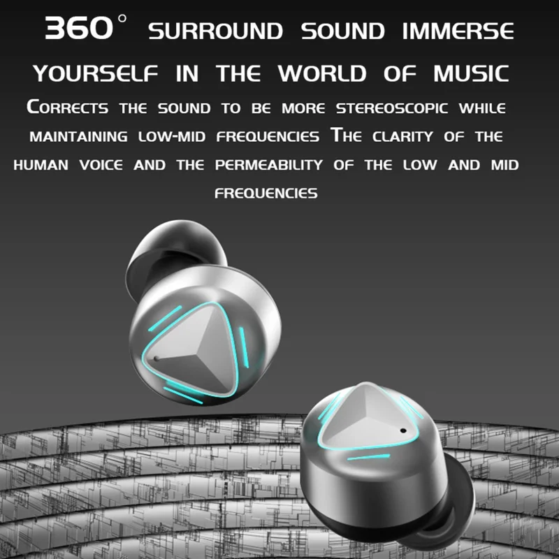 MK47 Mechanical TWS E-sports Headphones Gaming Wireless Bluetooth-compatible In-ear Headset - Tarnish Grey