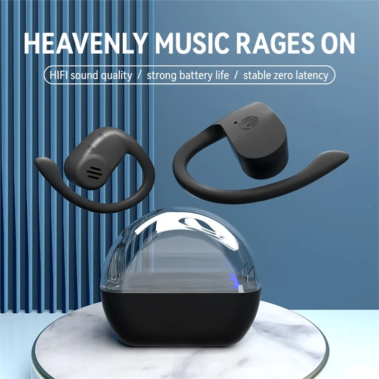 S8 Ear Hook OWS Headphones Touch Control Low Latency Bluetooth-compatible 5.3 Gaming Earphones - White