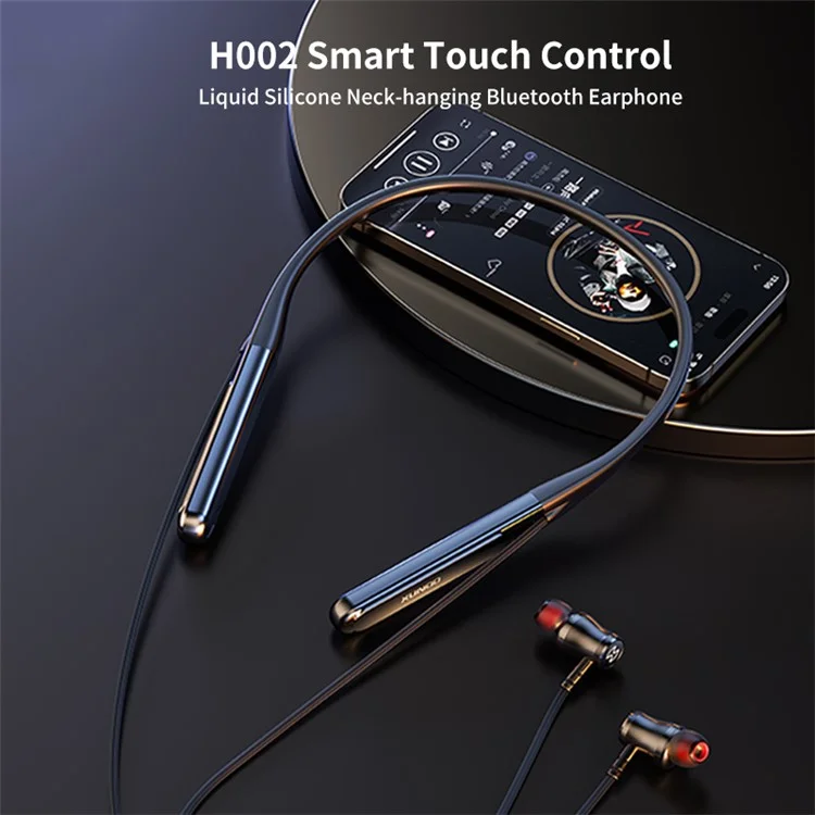 XUNDD H002 Fones de ouvido Bluetooth com pendurador pescoço de silicone líquido, controle inteligente por toque de quatro vias