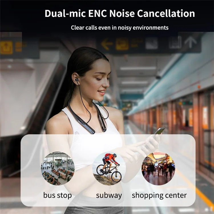 XUNDD H002 Fones de ouvido Bluetooth com pendurador pescoço de silicone líquido, controle inteligente por toque de quatro vias