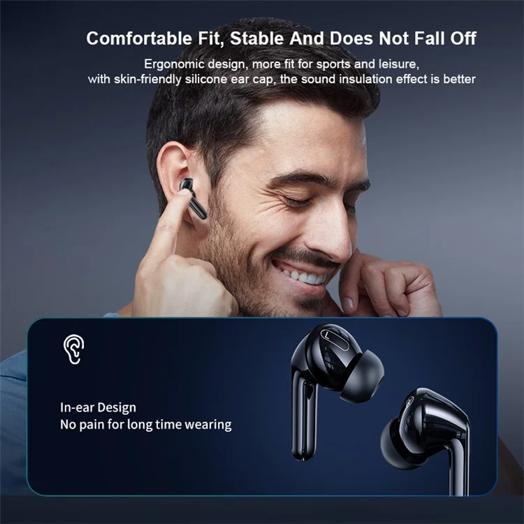 XUNDD X28 TWS Bluetooth-compatible Earphone ANC Noise Canceling Music Gaming Wireless Headset - Black
