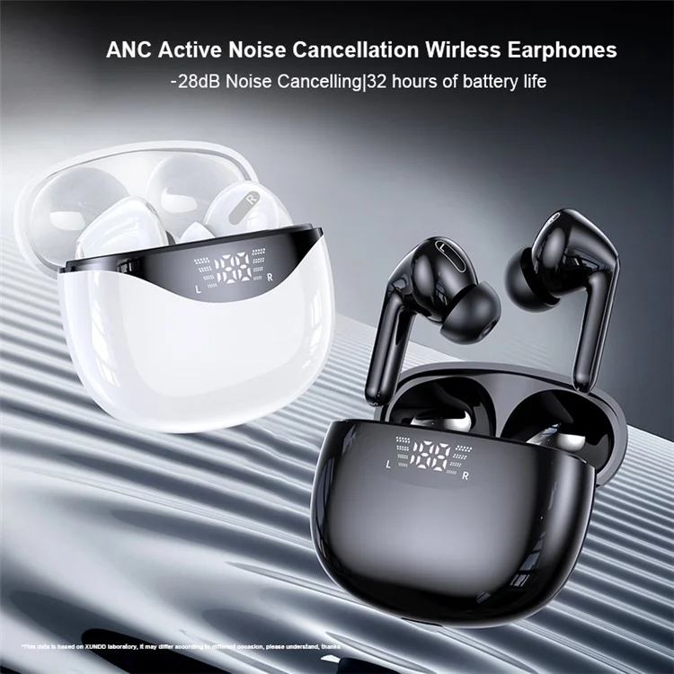 XUNDD X28 TWS Bluetooth-compatible Earphone ANC Noise Canceling Music Gaming Wireless Headset - Black