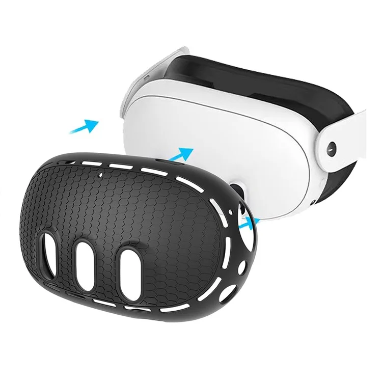 Para Meta Misión 3 Estuche de Silicona + Titanium Aleación de Lentes de Vidrio Templado Accesorios de Auriculares VR - Negro / Negro