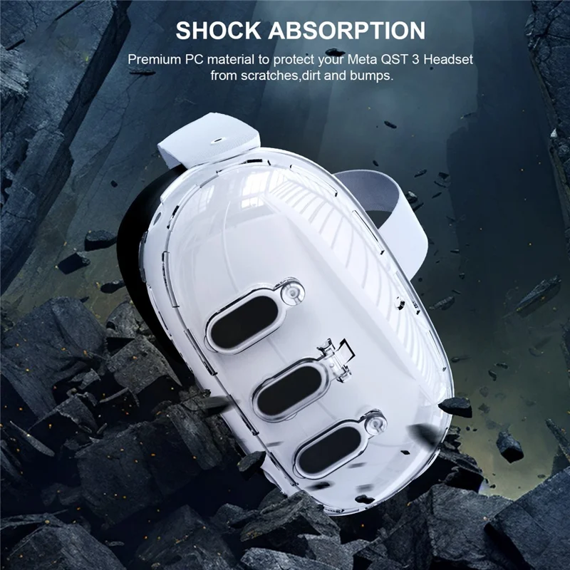 JYS JYS-MQ012 Para Meta Quest 3 Capa VR Acessórios de Headset Capa de PC Transparente Protetor de Lente da Câmera - Azul Transparente