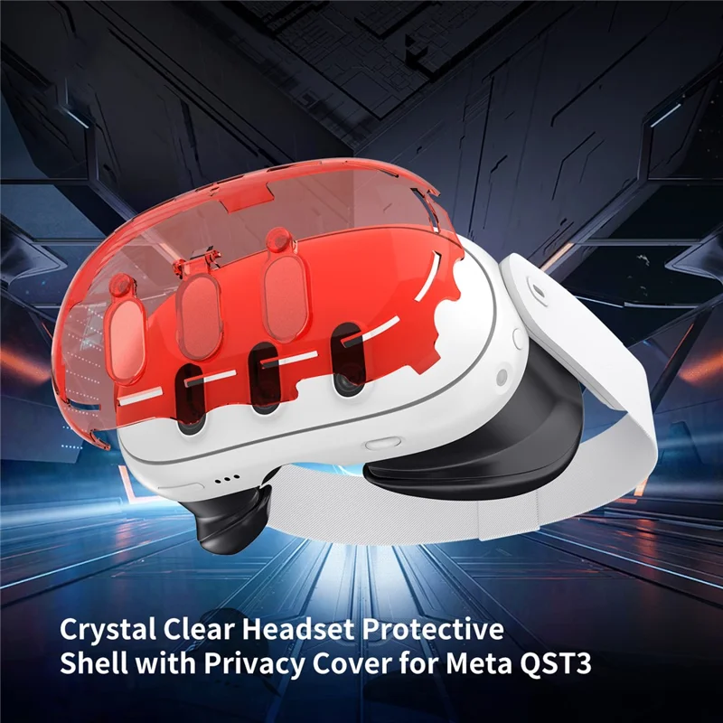 JYS JYS-MQ012 Para Meta Quest 3 Capa VR Acessórios de Headset Capa de PC Transparente Protetor de Lente da Câmera - Azul Transparente