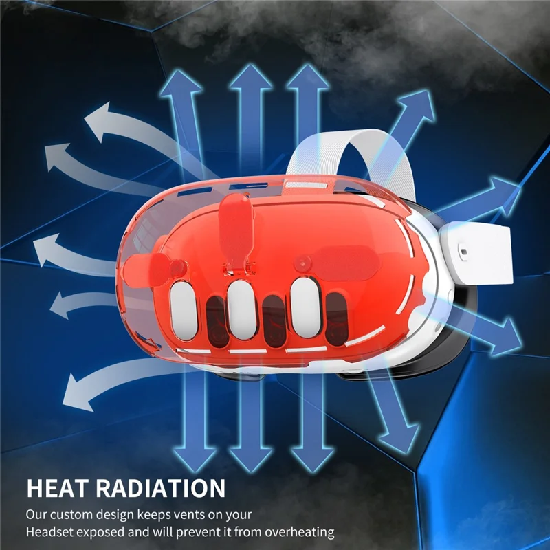 JYS JYS-MQ012 Para Meta Quest 3 Capa VR Acessórios de Headset Capa de PC Transparente Protetor de Lente da Câmera - Azul Transparente