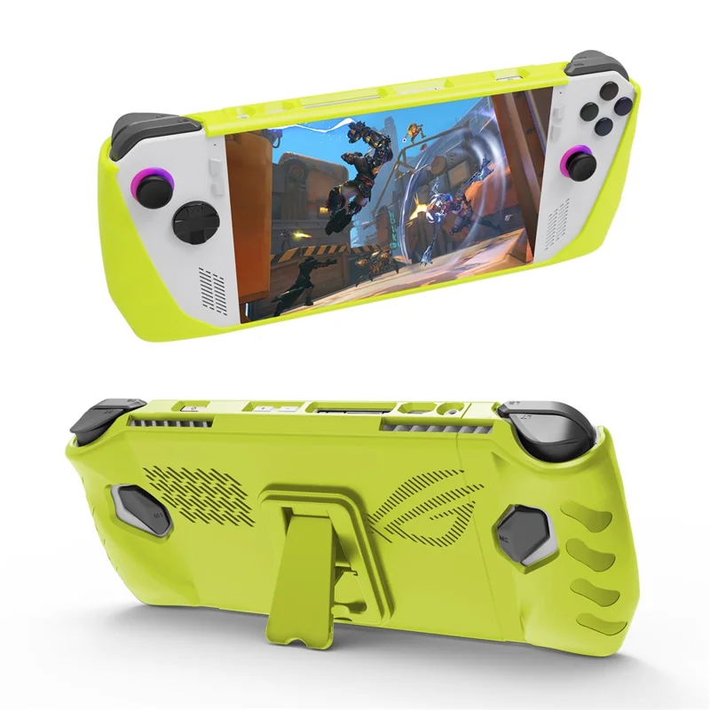 JYS JYS-RA008 For ASUS ROG Ally TPU Protection Case Anti-Slip Game Console Sleeve with Back Bracket Stand - Yellow