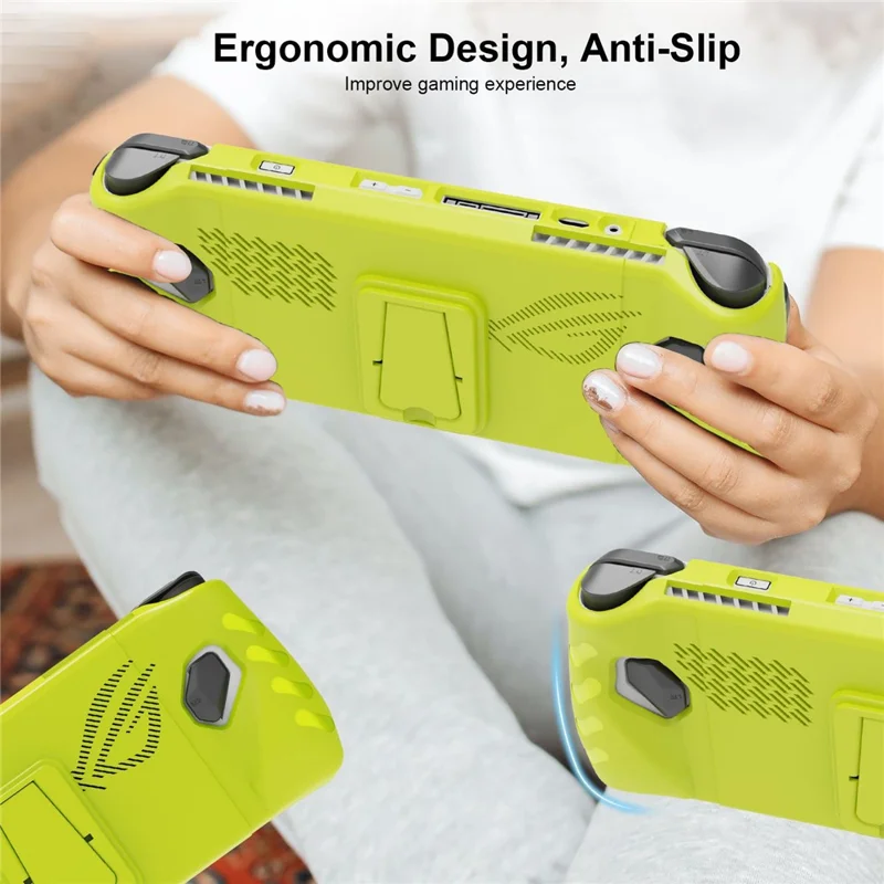 JYS JYS-RA008 For ASUS ROG Ally TPU Protection Case Anti-Slip Game Console Sleeve with Back Bracket Stand - Yellow