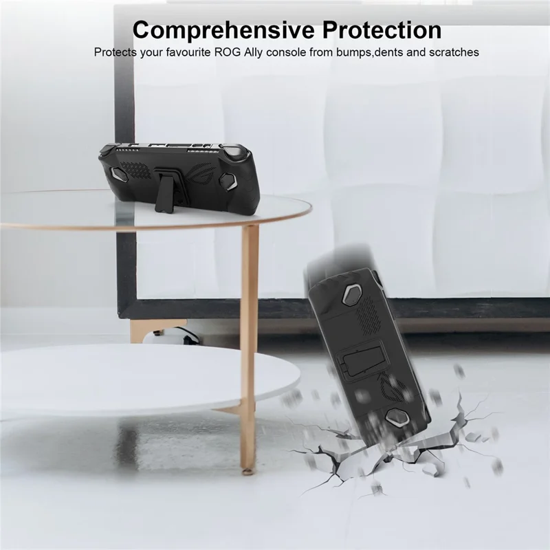 JYS JYS-RA008 For ASUS ROG Ally TPU Protection Case Anti-Slip Game Console Sleeve with Back Bracket Stand - Grey