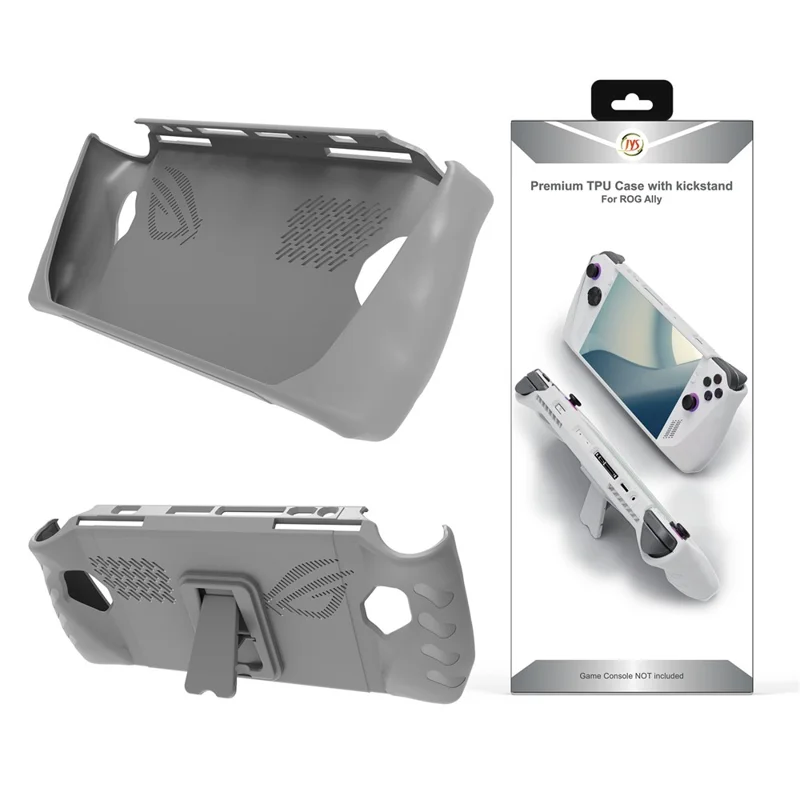 JYS JYS-RA008 For ASUS ROG Ally TPU Protection Case Anti-Slip Game Console Sleeve with Back Bracket Stand - Grey