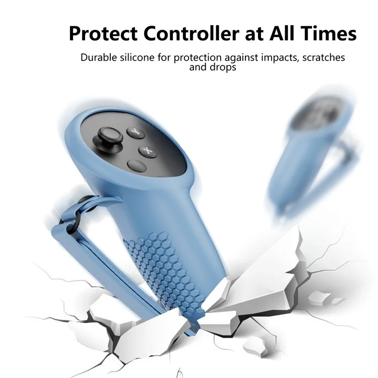 JYS JYS-MQ013 1 par de funda protectora de silicona antideslizante para el controlador táctil Meta Quest 3 - Azul