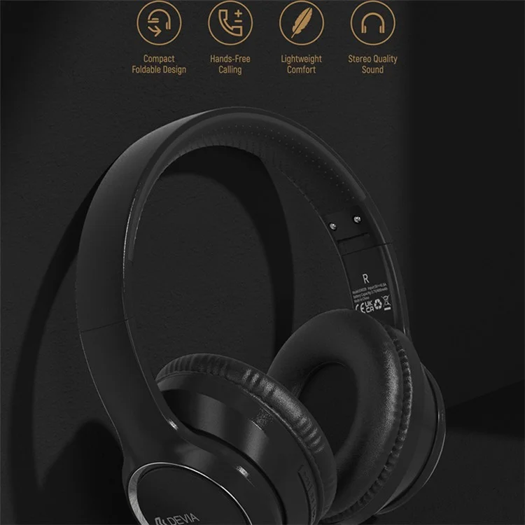 DEVIA Kintone Series HiFi Sound Bluetooth Wireless Headset Over-Ear Earphone V2 - Nero