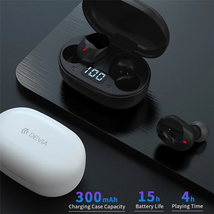 DEVIA JOY A6 Series HiFi Sound TWS Wireless Earphones Noise Reduction Bluetooth-compatible Headphones - Black