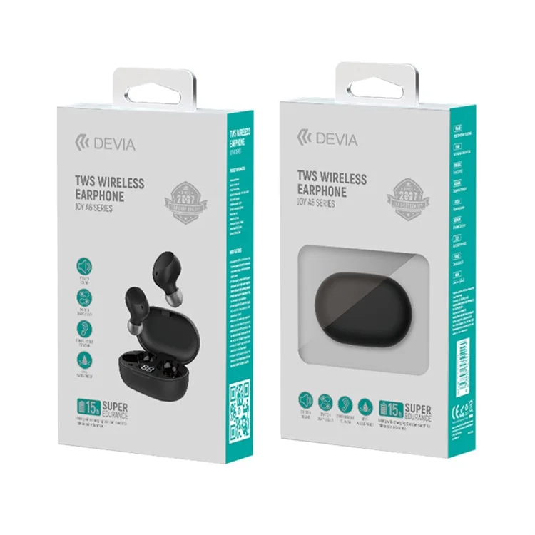 DEVIA JOY A6 Series HiFi Sound TWS Wireless Earphones Noise Reduction Bluetooth-compatible Headphones - Black