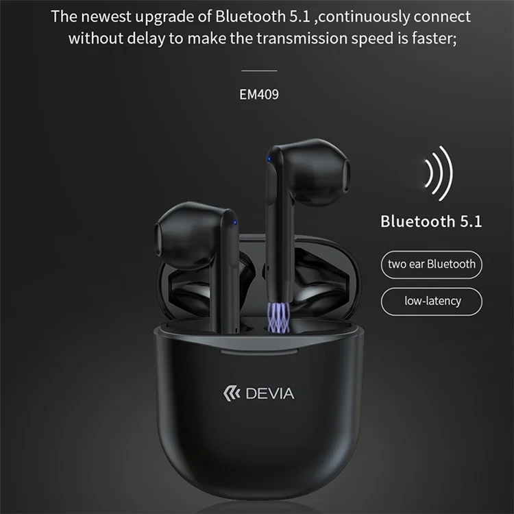 DEVIA JOY A10 Series Bluetooth-compatible Earbuds TWS Wireless Earphones HiFi Music Headphones - Black