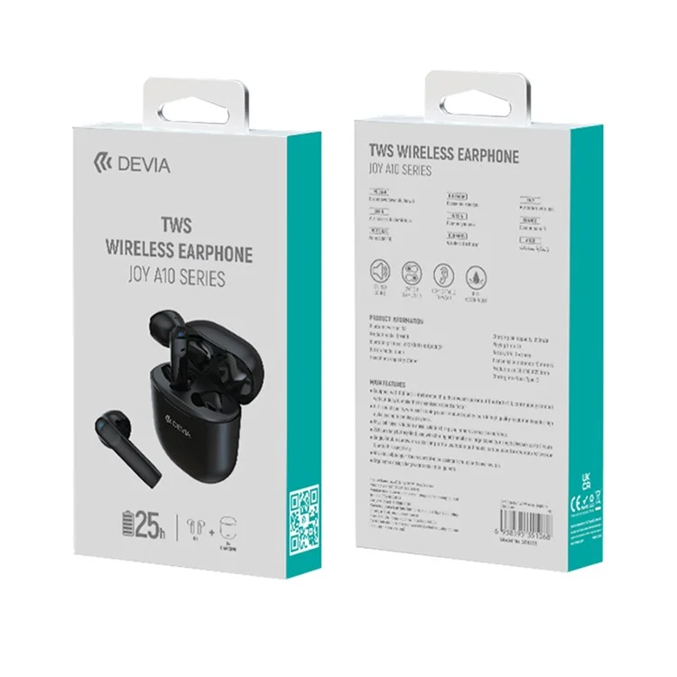 DEVIA JOY A10 Series Bluetooth-compatible Earbuds TWS Wireless Earphones HiFi Music Headphones - Black