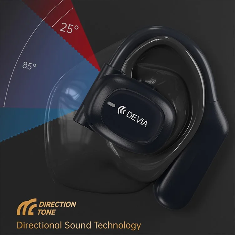 DEVIA Star Series EM043 OWS E2 Single Ear Wireless Earphone Ear-Hook ENC Noise Reduction Bluetooth-compatible Earbud - Dark Blue