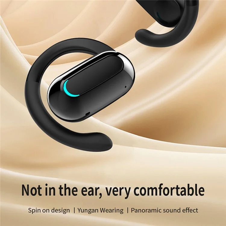 Casque d'écoute Bluetooth 5.3 sans fil à oreillette unique M-F9 pour sports et course - Noir