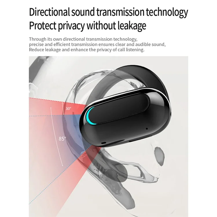 Casque d'écoute Bluetooth 5.3 sans fil à oreillette unique M-F9 pour sports et course - Noir