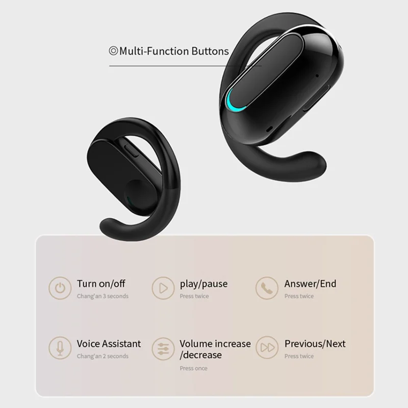 M-F9 Single Ear Wireless Bluetooth-compatible 5.3 Earhook Headset Sports Running Music Earphone - Green