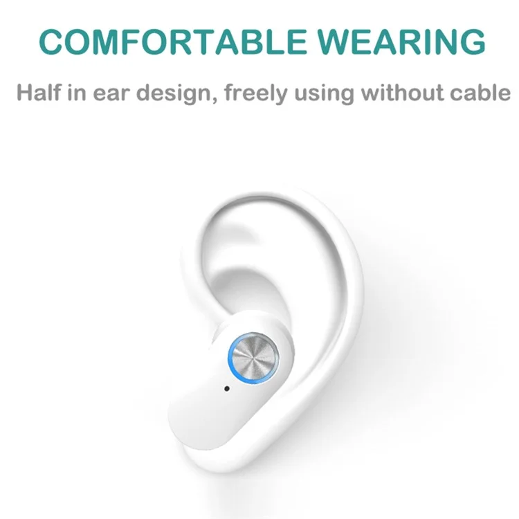 YD06 In-Ear Headset Wireless Bluetooth-compatible Earphone Touch Control Headphone - White