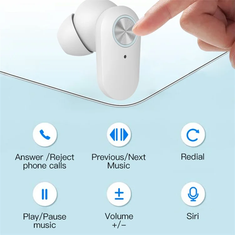 YD06 In-Ear Headset Wireless Bluetooth-compatible Earphone Touch Control Headphone - White