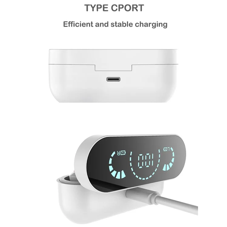 YD06 In-Ear Headset Wireless Bluetooth-compatible Earphone Touch Control Headphone - White