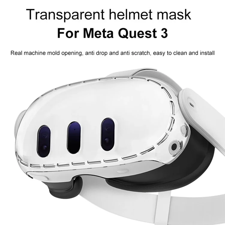 PC Case for Meta Quest 3 VR Headset with 3Pcs Tempered Glass Lens Film