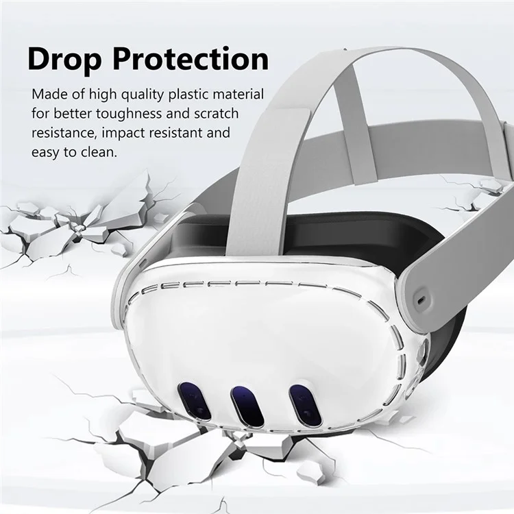 PC Case for Meta Quest 3 VR Headset with 3Pcs Tempered Glass Lens Film