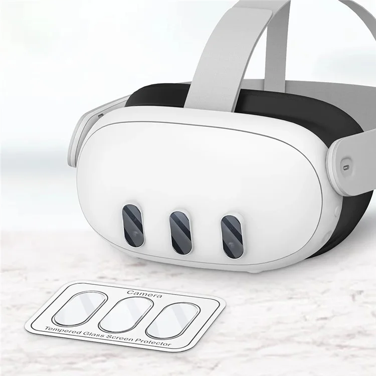 PC Case for Meta Quest 3 VR Headset with 3Pcs Tempered Glass Lens Film