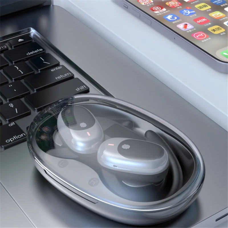 JM11 OWS Air Conduction Bluetooth-compatible Earphones Rotary Hook Wireless Headphones - White