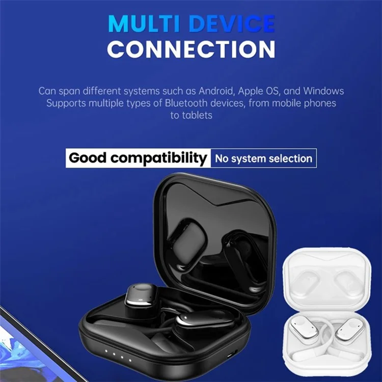 Y30 ENC Noise Canceling Hook Headphones Low Latency OWS Bluetooth-compatible Earphones - Black
