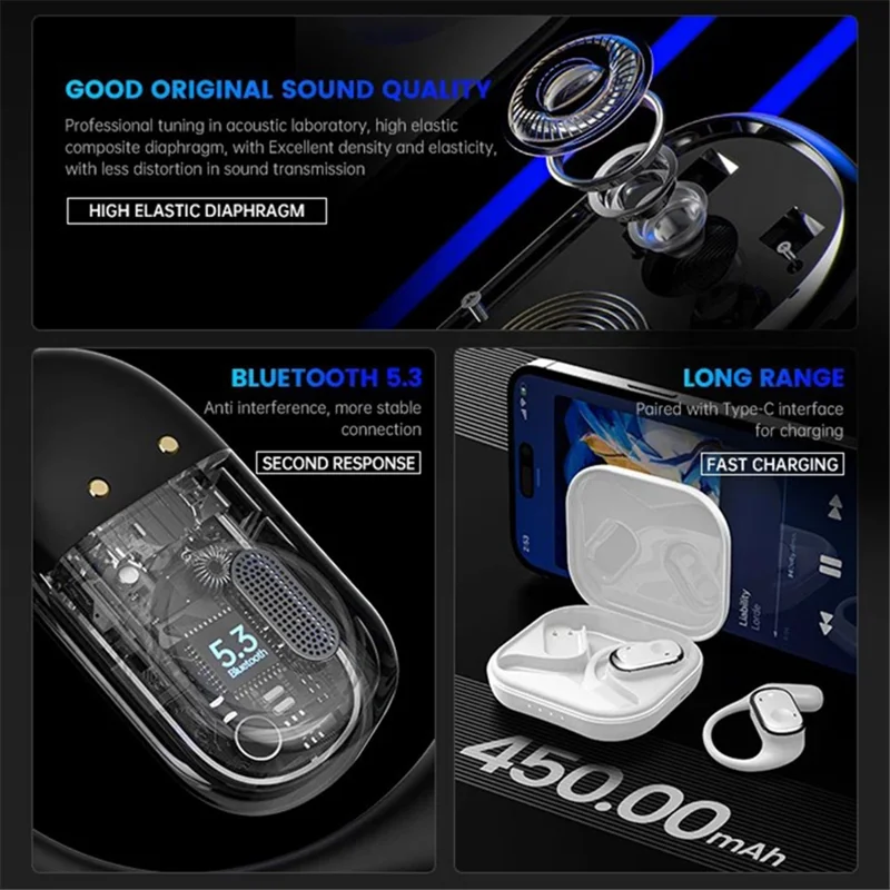 Y30 ENC Noise Canceling Hook Headphones Low Latency OWS Bluetooth-compatible Earphones - Beige