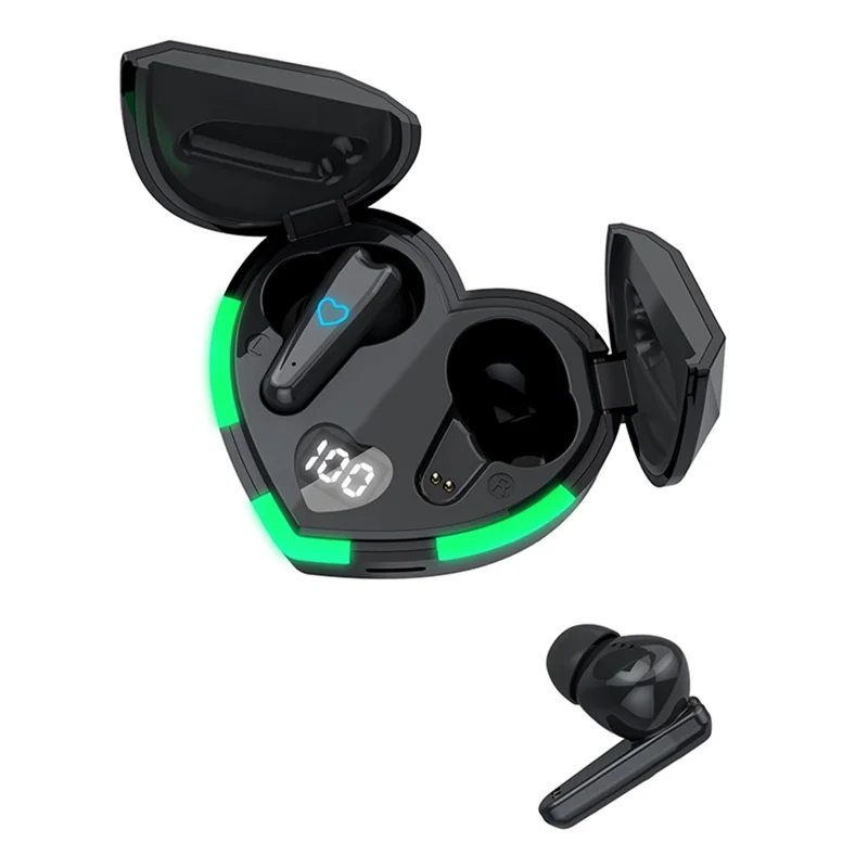 i6S Digital Display Bluetooth-compatible 5.3 TWS Earphones + Heart Shape Charging Case  - Black