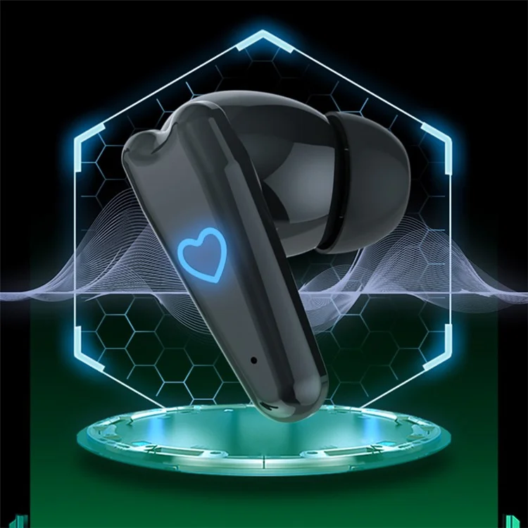 i6S Digital Display Bluetooth-compatible 5.3 TWS Earphones + Heart Shape Charging Case  - Black