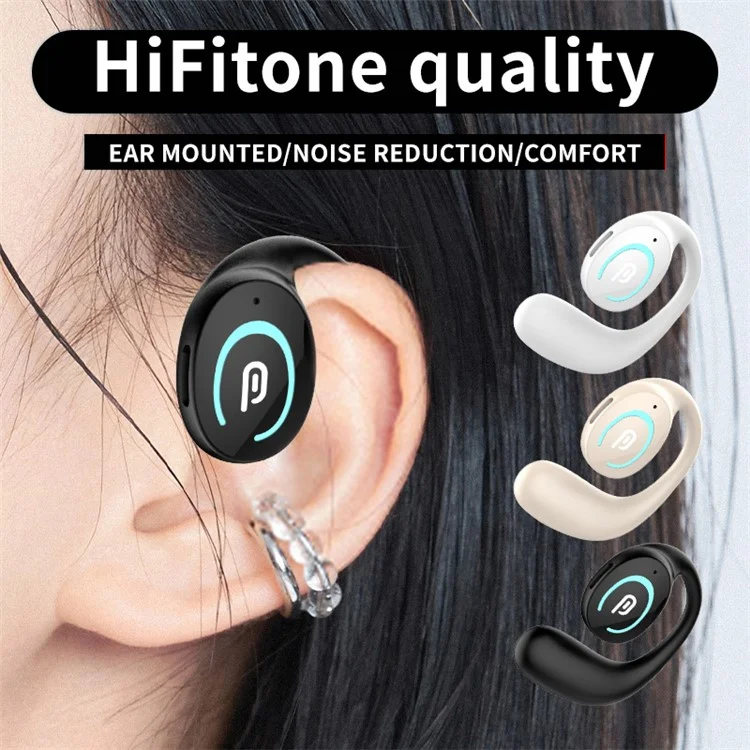 K9 Single Ear Bluetooth 5.3 Earhook Headset Bone Conduction Music Etrephone - Noir